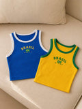 Kit 2 Camisa Do Brasil Feminina Cropped Regata Canelada Moda Copa