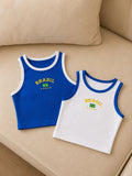 Kit 2 Camisa Do Brasil Feminina Cropped Regata Canelada Moda Copa